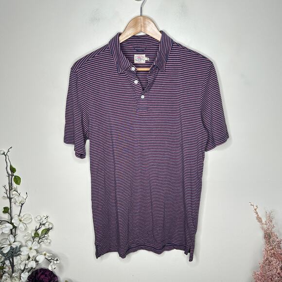 FAHERTY Movement Short Sleeve Performance Polo Stripe Pink Blue Sz L {II7} - Picture 2 of 6